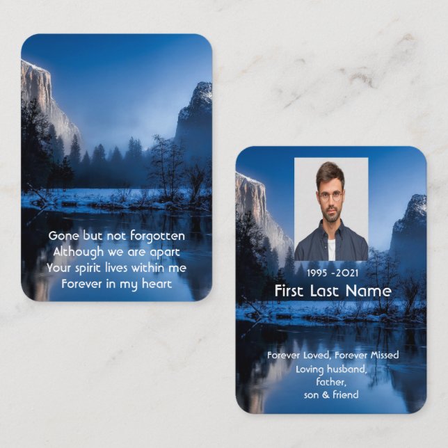 Memorial Foto Prayer Bergsee Winterschnee Visitenkarte (Vorne/Hinten)