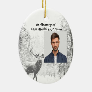 Memorial Foto Prayer Stag Deer Forest Winter Wild Keramik Ornament