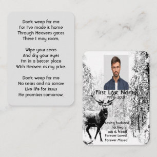 Memorial Foto Prayer Stag Deer Forest Winter Wild Visitenkarte