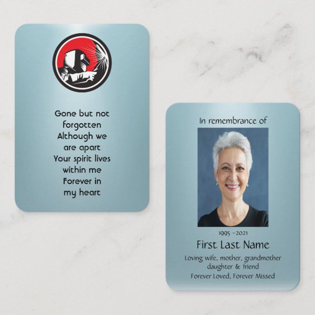 Memorial Foto Prayer Welder Welding Visitenkarte (Vorne/Hinten)