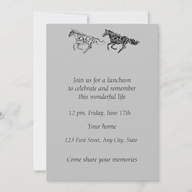 Memorial Foto Service Graphic Art Pferde Einladung (Vorderseite)