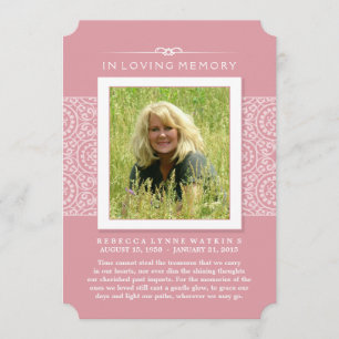 Memorial Foto Vielen Dank Eleganpink PERHAPS POEM Einladung