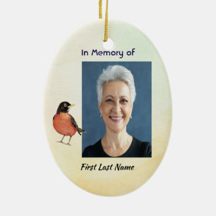 Memorial Foto Wasserfarben Robin Garden Bird Keramik Ornament