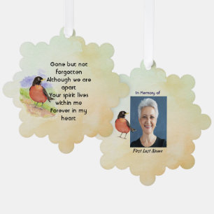 Memorial Foto Wasserfarben Robin Garden Bird Ornament Karte