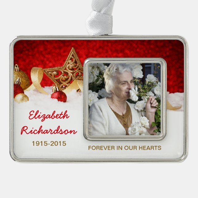 Memorial Foto Weihnachten Weihnachten Weihnachten  Rahmen-Ornament Silber (Vorderseite)