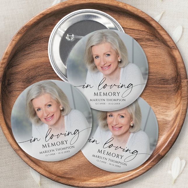 Memorial Funeral In Loving Memory Photo Keepsake Button (Von Creator hochgeladen)