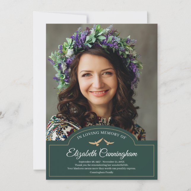 Memorial Funeral Monogram Classic Foto Dankeskarte