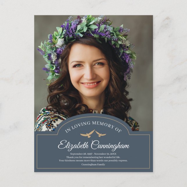 Memorial Funeral Monogram Classic Foto Vielen Dank Postkarte (Vorderseite)