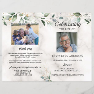 Memorial Funeral Order of Service Marble Programm