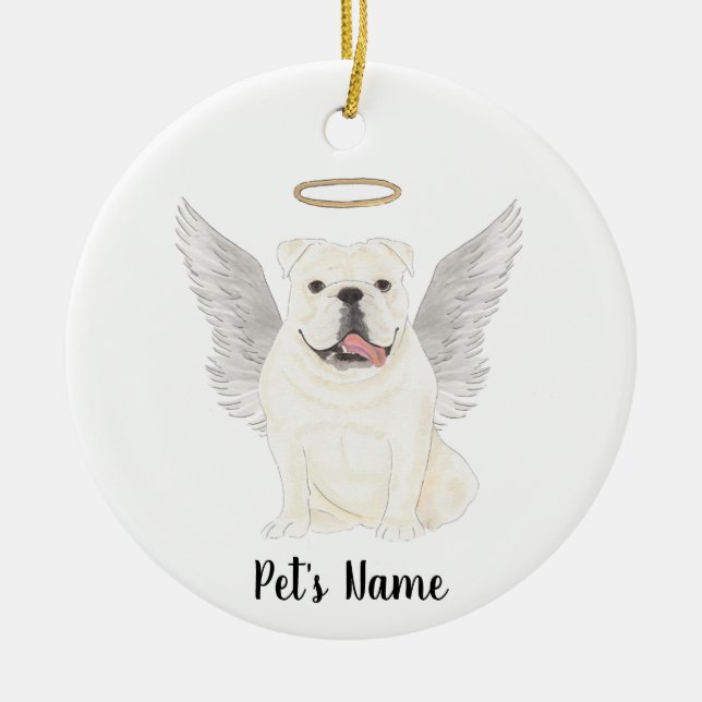 Memorial für das White English Bulldog-Beileid Keramik Ornament (Vorne)