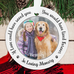 Memorial für Hunde mit benutzerdefiniertem 2-Foto Ornament