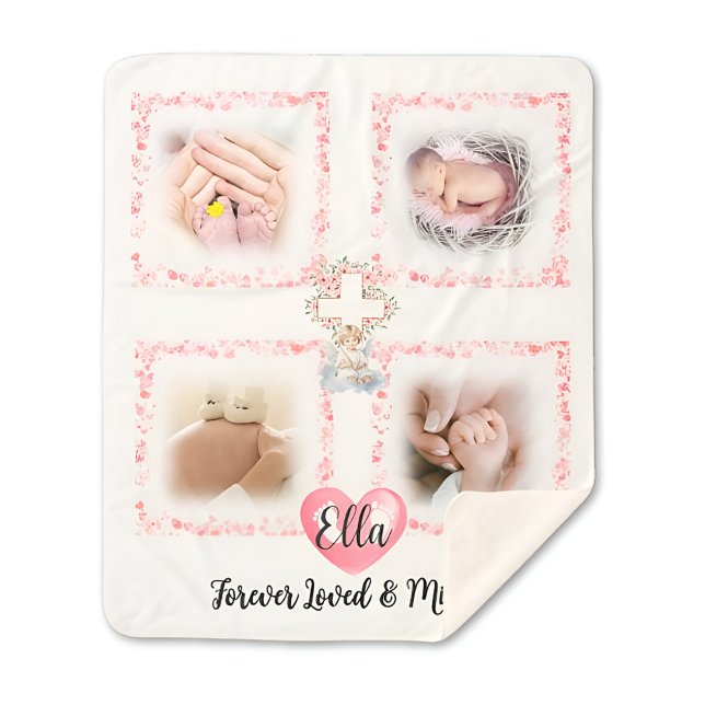 Memorial Girl Loss Foto Blanket Geschenk Sherpadecke (personalized-baby-girl-photo-blanket-memorial-gift)