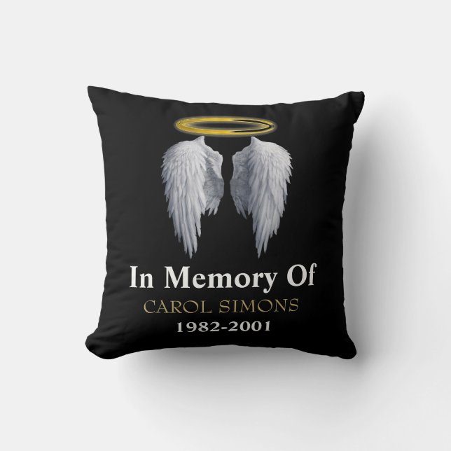 Memorial Halo & Angel Wings Throw Kissen (Vorderseite)