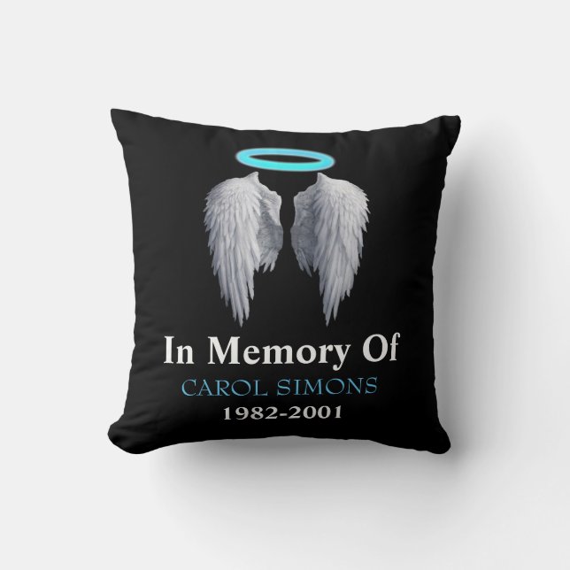 Memorial Halo & Angel Wings Throw Kissen (Vorderseite)