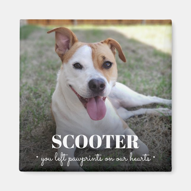 Memorial Hund Foto Pawprints auf unseren Herzen Magnet (Vorne)