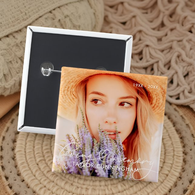 Memorial in Love Memory Modern Heart Foto Button (Von Creator hochgeladen)