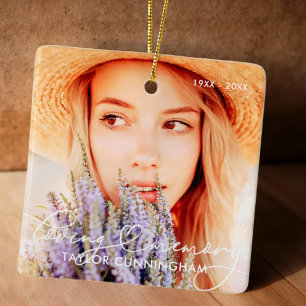 Memorial in Love Memory Modern Heart Foto Keramikornament