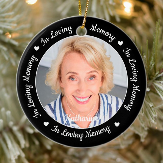 Memorial in Love Memory Personalisiert 2 Foto Cer Keramik Ornament (Von Creator hochgeladen)