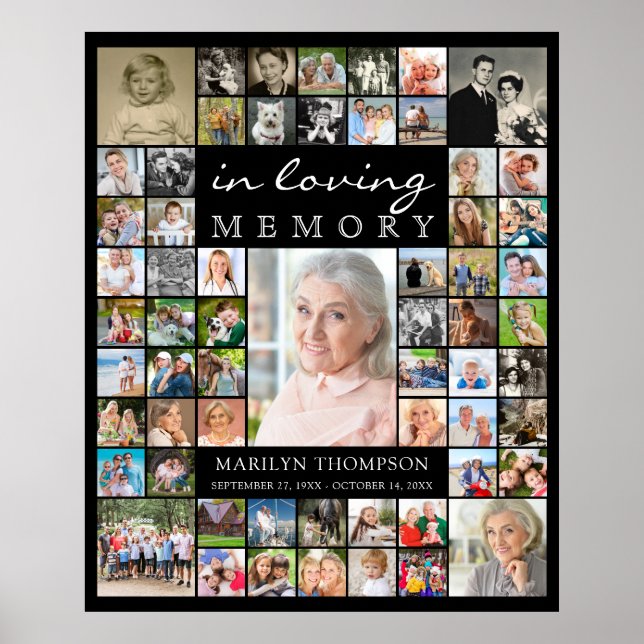 Memorial IN LOVING MEMORY 61 Photo Collage Black Poster (Vorne)