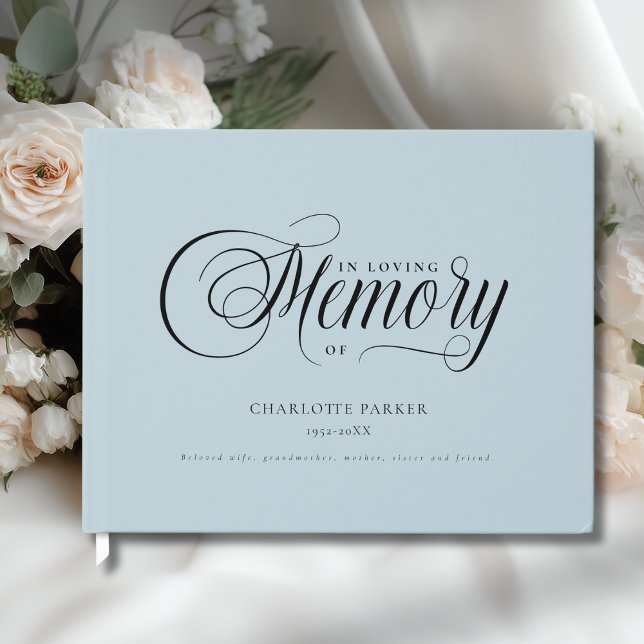 Memorial "In Loving memory" Light-Blue Gästebuch (Memorial "In Loving memory" Light-Blue Custom Guest Book)