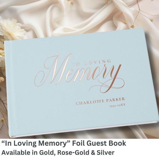 Memorial "In Loving Memory" Rose-Gold-Foil, Gästebuch (Personalized Memorial "In Loving memory" Gold-Foil, Green Foil Guest Book.)