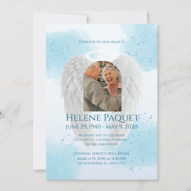 Memorial Invitation Template – Angel Design Einladung (Vorderseite)