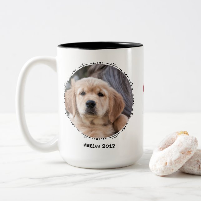 Memorial Keepake 2 Foto Benutzerdefiniert Zweifarbige Tasse (Mit Donut)
