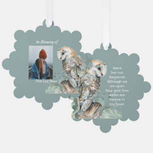 Memorial Keepake Barn Owl Bird Ornament Karte