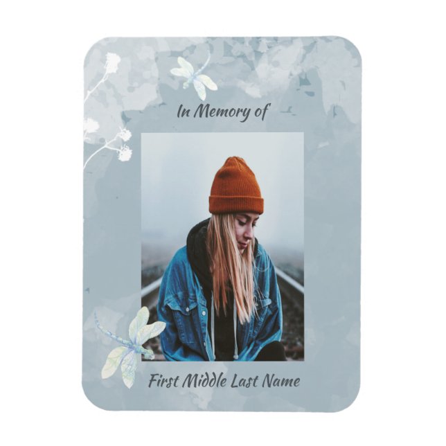 Memorial Keepake Dragonfly White Blume Magnet (Vertikal)