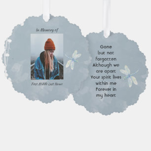 Memorial Keepake Dragonfly White Blume Ornament Karte