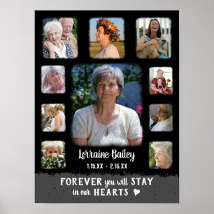 Memorial Keepake Edge Fade Foto Collage Blk Grau Poster