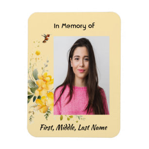 Memorial Keepake Hummingbird Yellow Roses Magnet