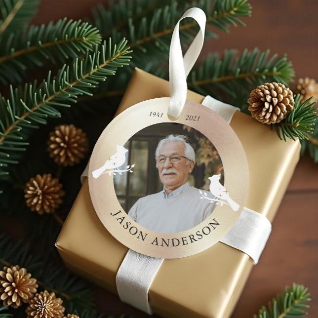 Memorial Keepake Kardinal Bird Imitats Gold Foto Ornament (Memorial Keepsake Cardinal Bird Faux Gold Photo Ornament)