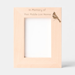 Memorial Keepake Kardinal Red Bird Geätzte Rahmen