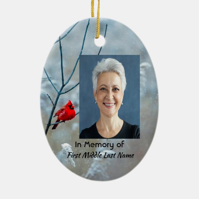 Memorial Keepake Kardinal Red Bird Keramik Ornament (Hinten)