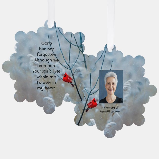 Memorial Keepake Kardinal Red Bird Ornament Karte (Vorderseite/Rückseite)