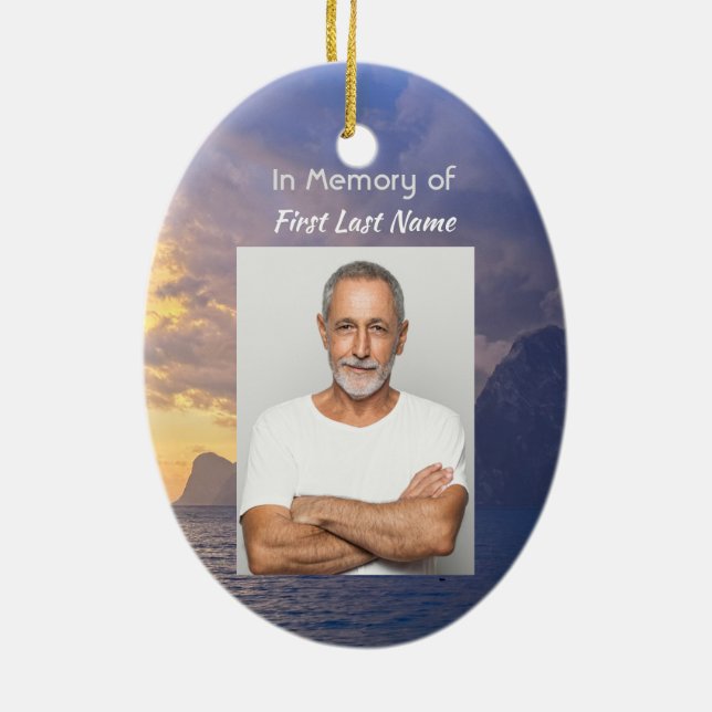 Memorial Keepake Sea Sky Cloud Island Keramik Ornament (Hinten)