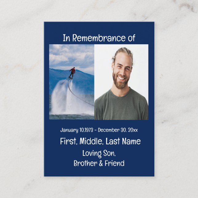 Memorial Keepake Skateboarding Visitenkarte (Vorderseite)