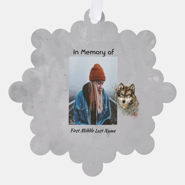 Memorial Keepake Wasserfarbe Wolf Tiere Ornament Karte (Vorderseite)
