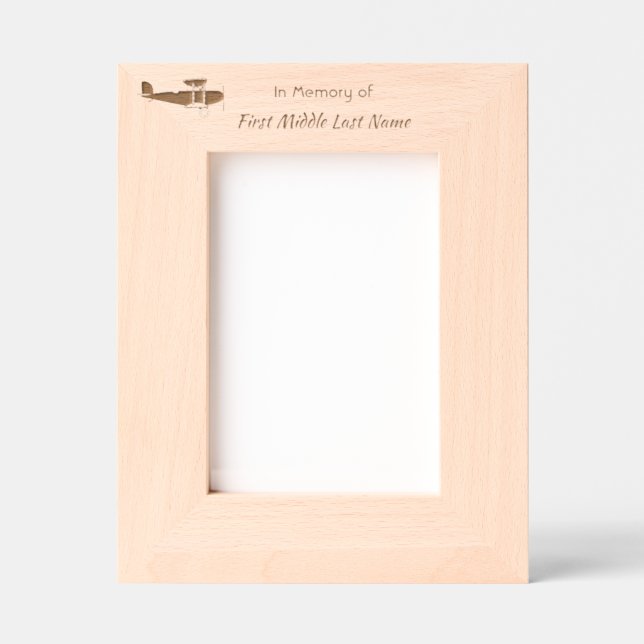 Memorial keepsake Biplane  Pilot Flying Sunset Geätzte Rahmen (Vorderseite)