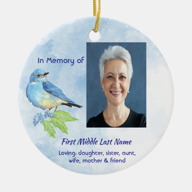  Memorial Keepsake Bluebird Garden Bird  Keramik Ornament (Vorne)
