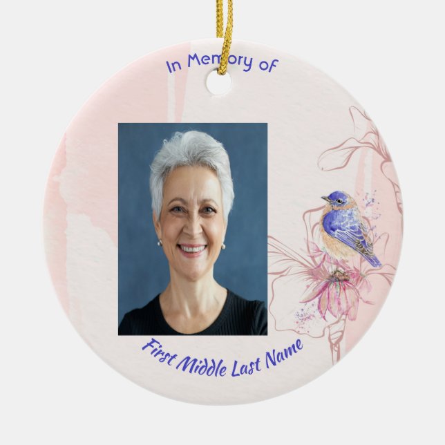 Memorial Keepsake  Bluebird Garden  Keramik Ornament (Vorne)