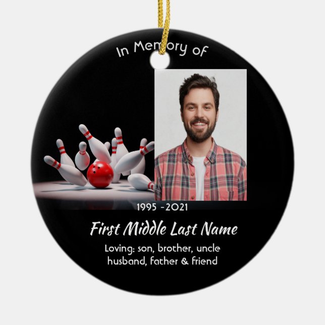  Memorial Keepsake Bowling Bowler Keramik Ornament (Vorne)