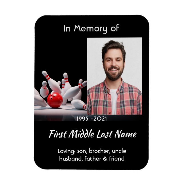 Memorial Keepsake  Bowling Bowler Magnet (Vertikal)