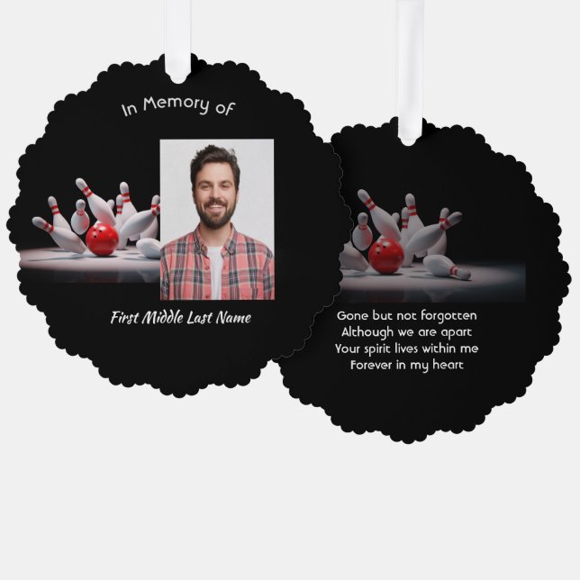  Memorial Keepsake Bowling Bowler Ornament Karte (Vorderseite/Rückseite)