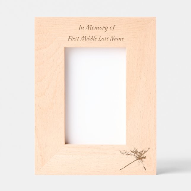 Memorial Keepsake  Card Dragonfly Dewdrops Geätzte Rahmen (Vorderseite)