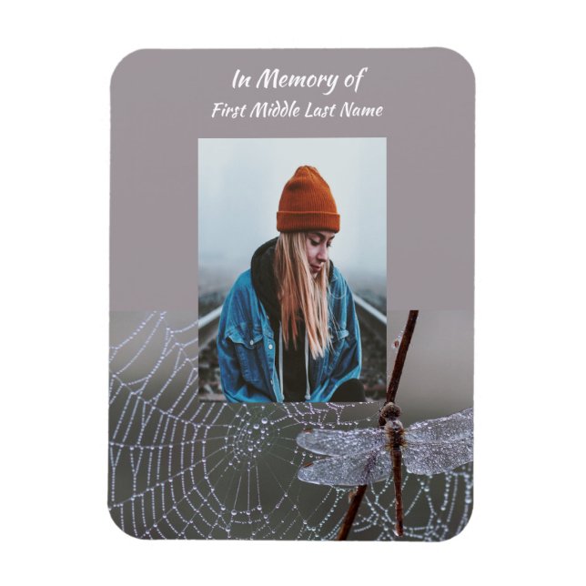Memorial Keepsake  Card Dragonfly Dewdrops Magnet (Vertikal)