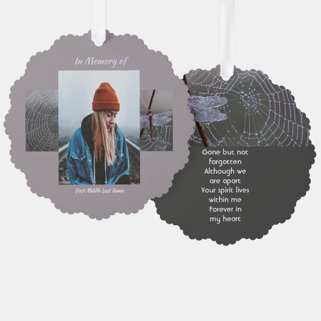 Memorial Keepsake  Card Dragonfly Dewdrops Ornament Karte (Vorderseite/Rückseite)