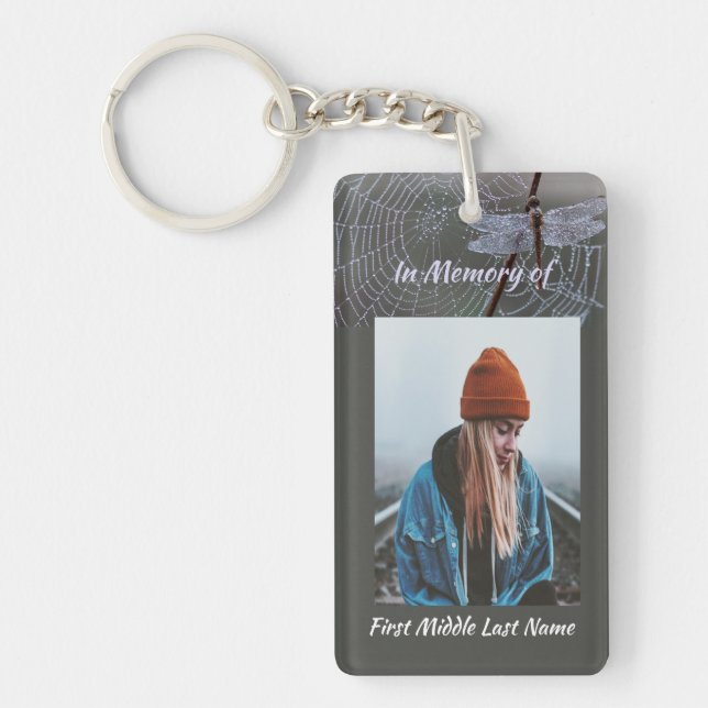 Memorial Keepsake  Card Dragonfly Dewdrops Schlüsselanhänger (Vorderseite)