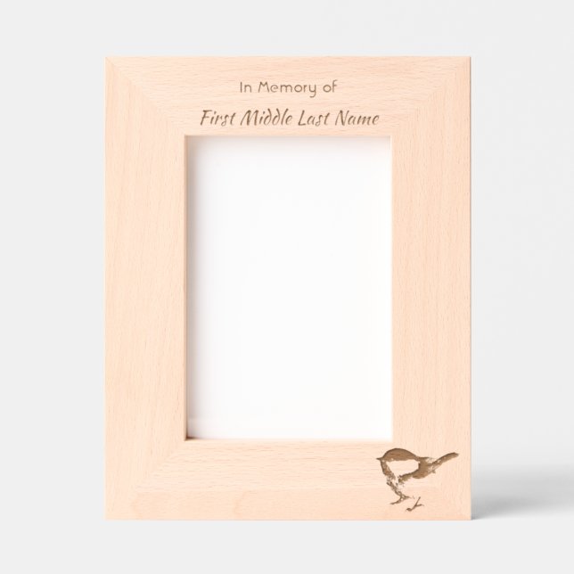 Memorial Keepsake Chickadee Bird Winter  Geätzte Rahmen (Vorderseite)
